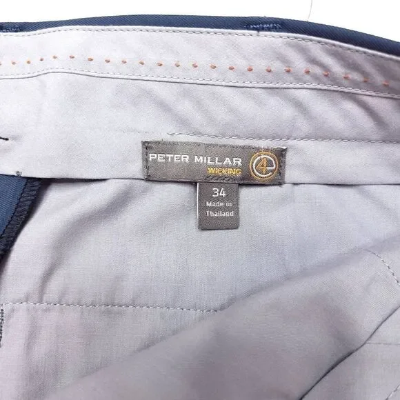 Peter Millar E4 Golf Pants Mens 34x28 Blue Wicking Lightweight Casual Polyester
